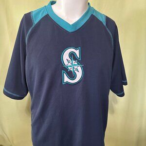 Seattle Mariners Men's Blue Athletic Shirt Size Large Polyester